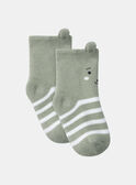 Clay green and white Terry bouclette socks KAALAN / 24E4BG35SOQG600
