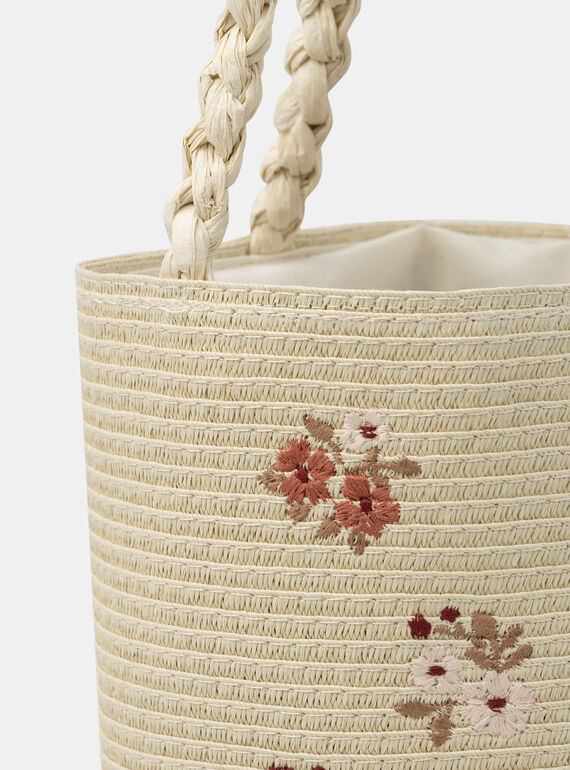 Embroidered straw bag KROSAKETTE / 24E4PFE1BESI817