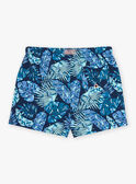 Navy blue and green leaf print swim shorts FISAM / 23E4BGM2MAI070