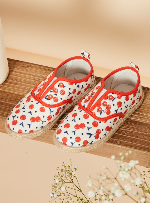 Ecru slip-on with cherry print FABALETTE / 23N10PF41D16001