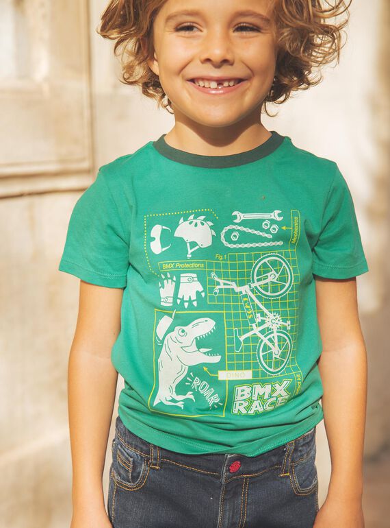 Dinosaur and glow-in-the-dark bike T-shirt FEPAGE / 23E3PGB2TMC630