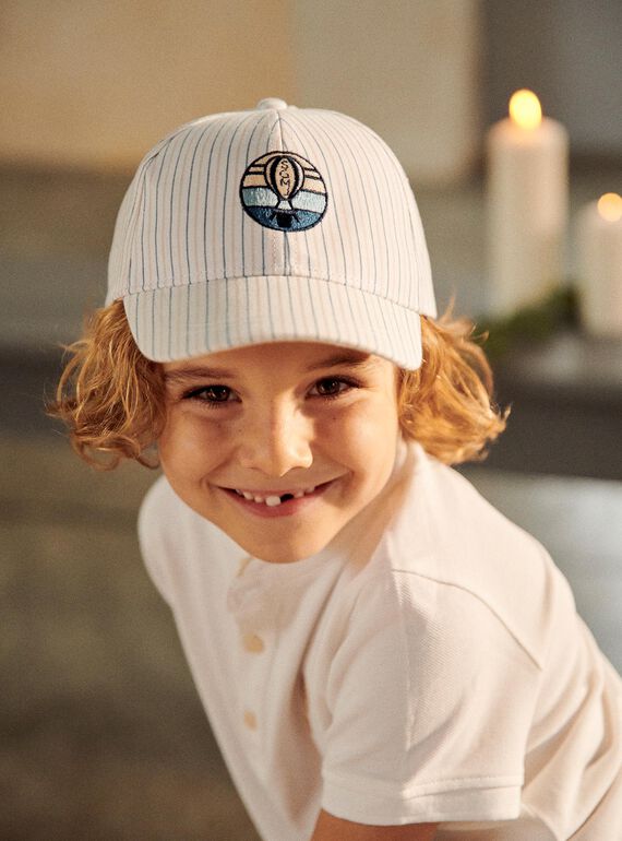 Beige and blue striped print cap FRECASAGE / 23E4PGI2CHA000