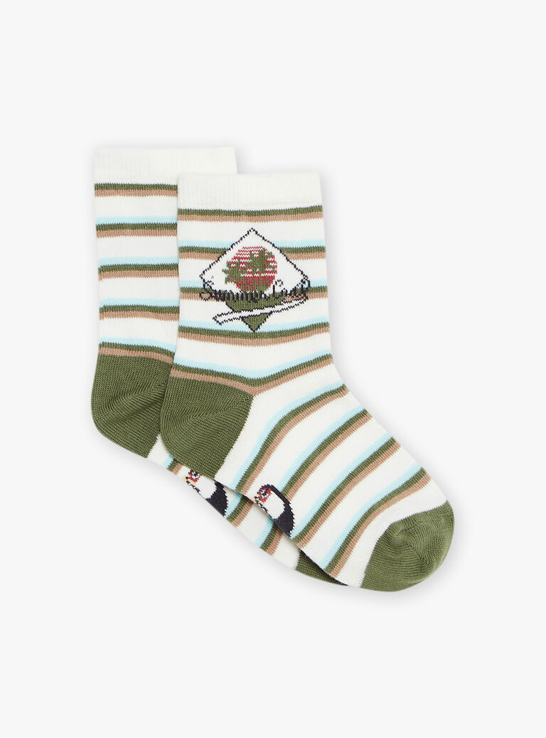 Striped off white socks with parrot Jacquard FIMOUAGE / 23E4PGD1SOQ001