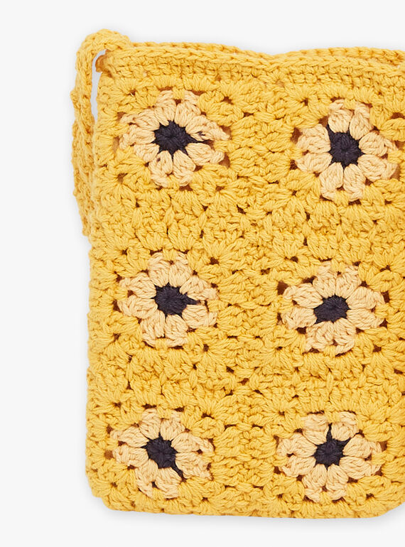 Mustard yellow crochet tote bag FLISACETTE / 23E4PFP1BESB106
