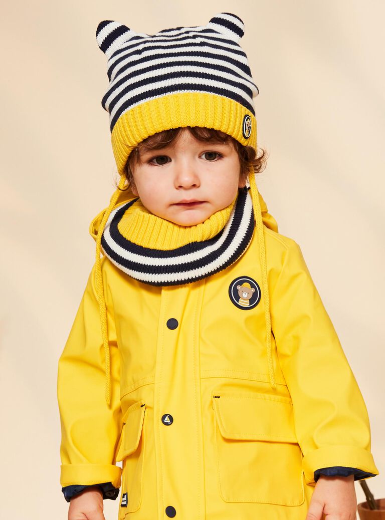 Navy blue striped print knit snood FILARGO / 23E4BG51SNO070