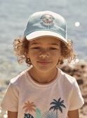 Turquoise twill cap with dinosaur print FLUBEACHAGE / 23E4PGQ1CHA205