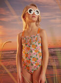 Green one-piece swimsuit with floral print KLUFLOETTE / 24E4PFG4D4K607