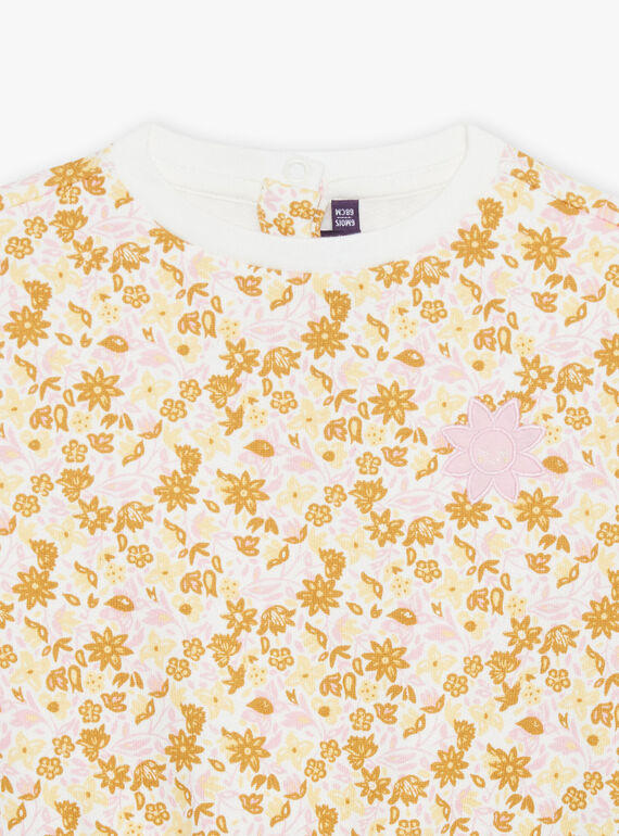 Off white jogging top with floral print FABABY / 23E1BF81JGH001