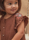 Chocolate brown flowing blouse with embroidery KAIMI / 24E1BFC1CHE815