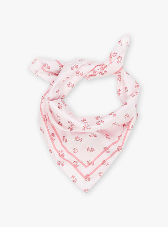 Pale pink floral cotton voile scarf FRAFOLETTE / 23E4PF51ECHD319