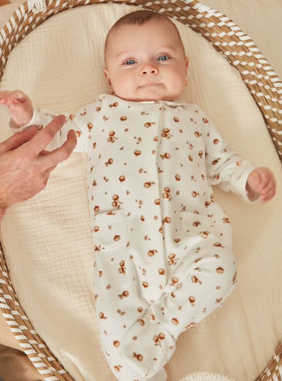 Ecru velvet romper in organic cotton and recycled polyester GOLDEN / 23H0NMB2GRE001