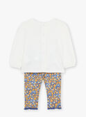 Off white blouse with leggings and floral headband 23E1BF81ENS001