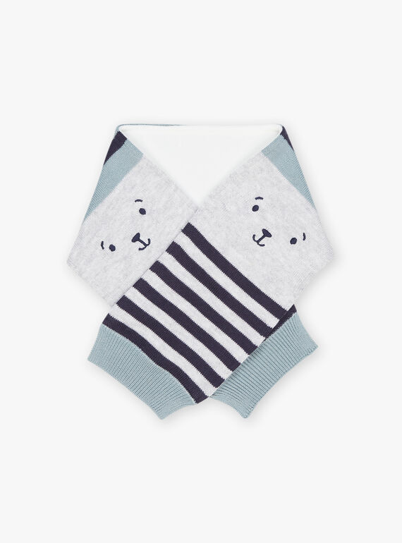 Heather grey scarf with stripes print FILUDO / 23E4BG51ECH614