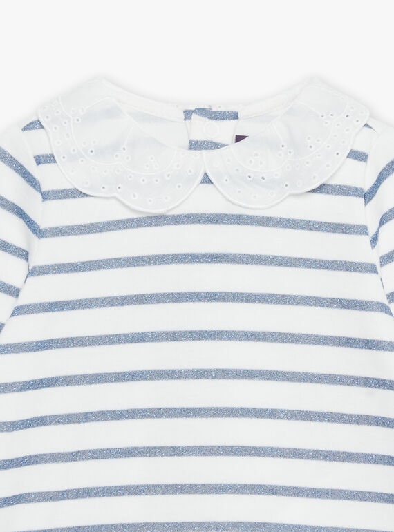 Off white and navy blue t-shirt FABULEUSE / 23E1BF81TEE001