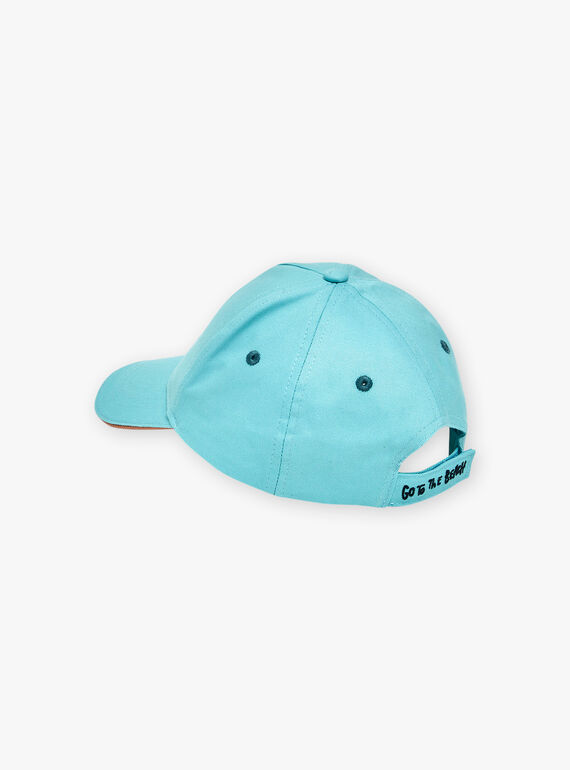 Turquoise twill cap with dinosaur print FLUBEACHAGE / 23E4PGQ1CHA205