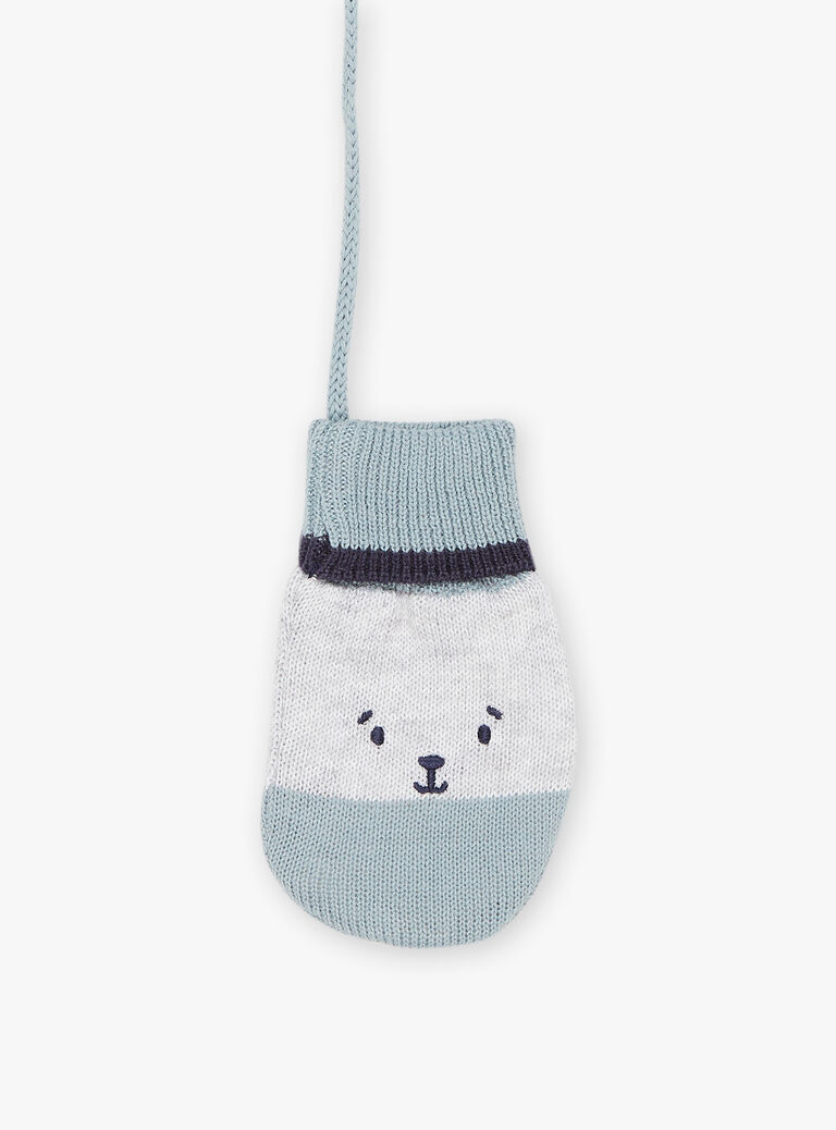 Heather grey mittens with animal faces FILULU / 23E4BG51GANJ920