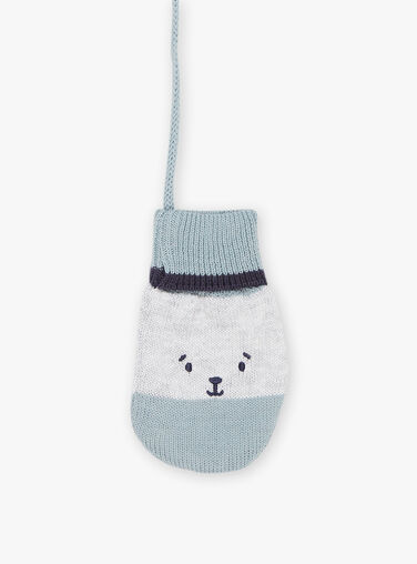 Heather grey mittens with animal faces FILULU / 23E4BG51GANJ920