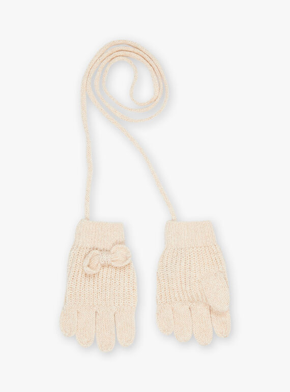 Beige knit gloves FRAGANETTE / 23E4PF51GAN808