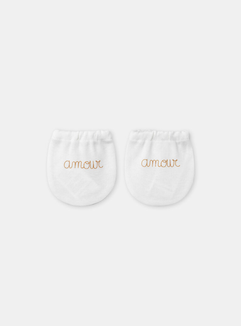 Off white NEWBORN MITTENS NOURI / 25H0AM21MFN001