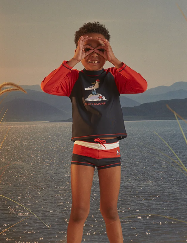 Sergent Major - UV protection+50 swim t-shirt with seagull motif